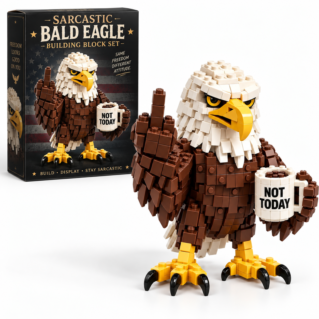 Sarcastic Bald Eagle Building Block Set