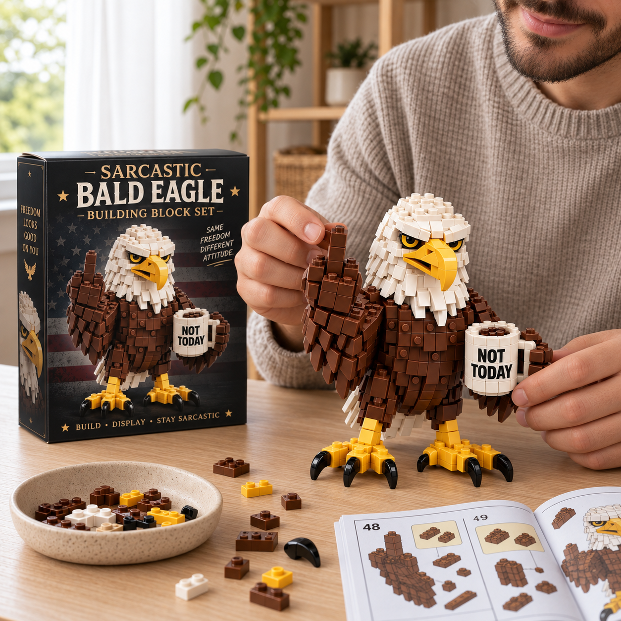 Sarcastic Bald Eagle Building Block Set