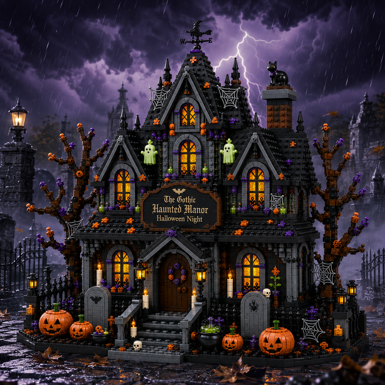 The Gothic Haunted Manor Halloween Night Building Set