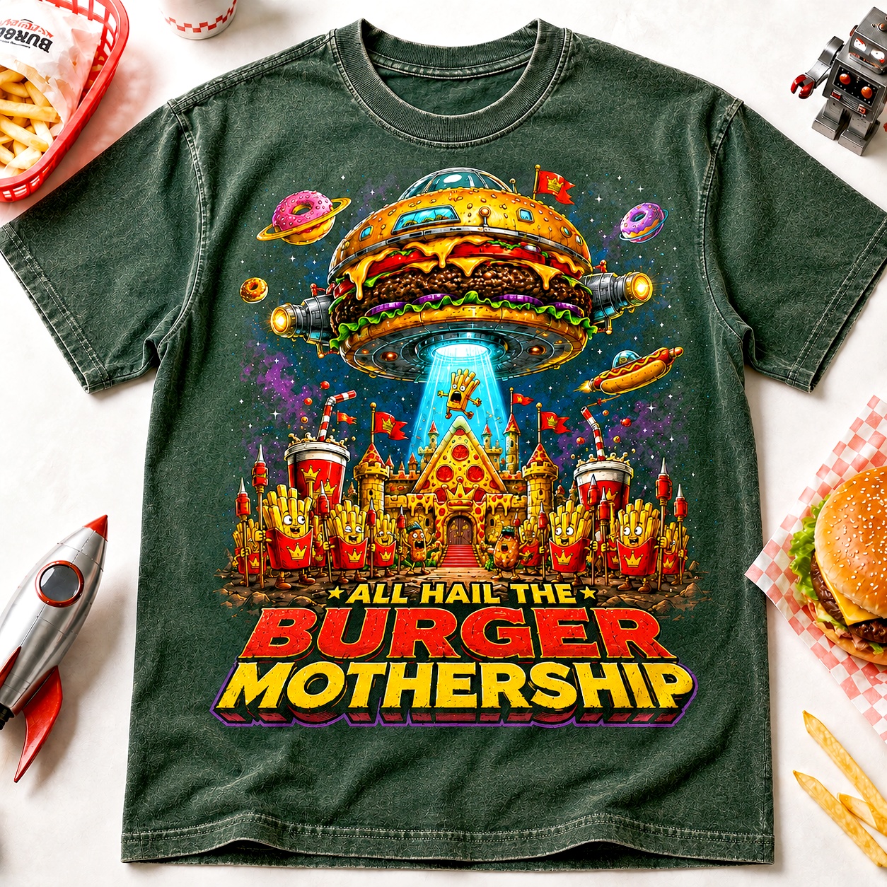 All Hail the Burger Mothership Graphic Tee