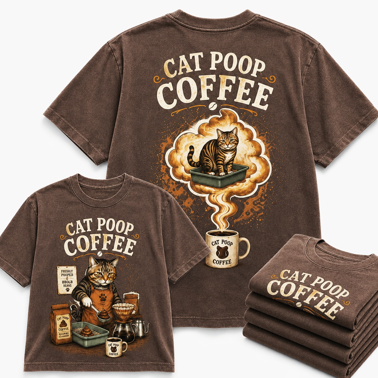 Cat Poop Coffee Funny Cat Lover Tee