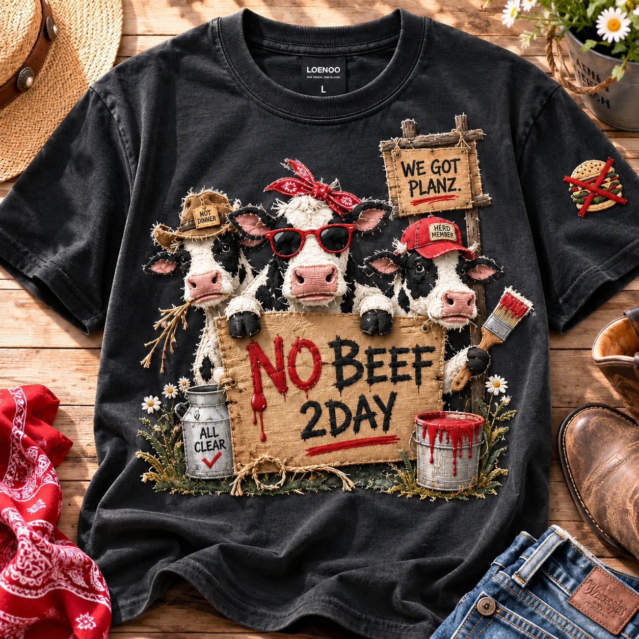 No Beef Today Funny Cow Protest Tee