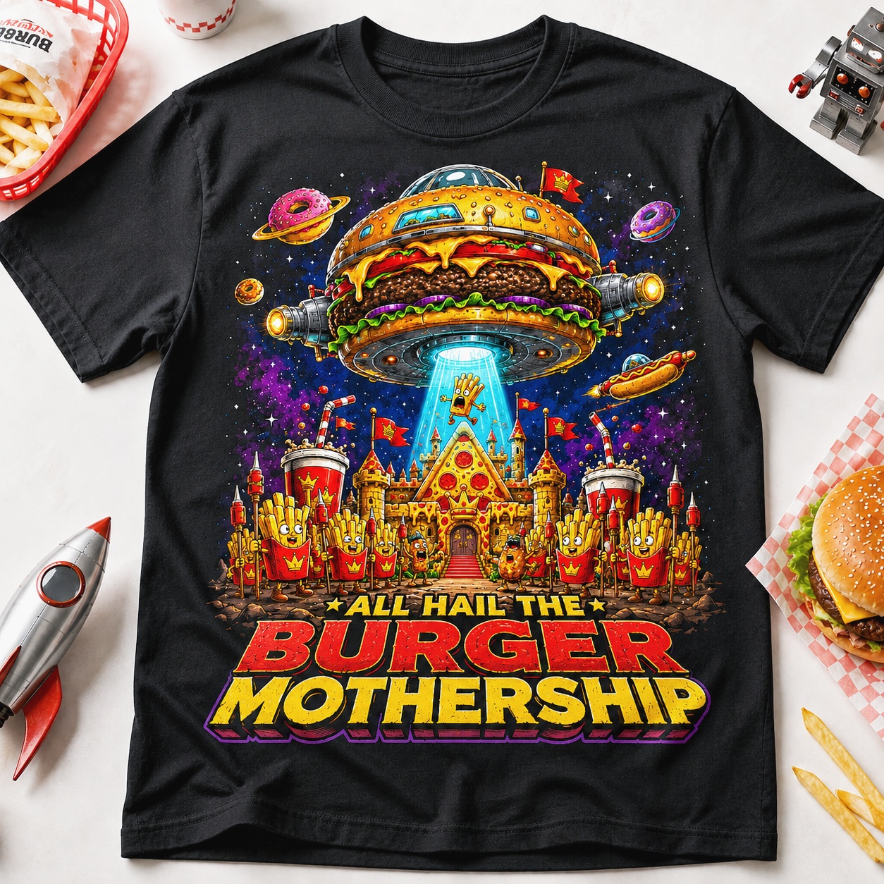All Hail the Burger Mothership Graphic Tee
