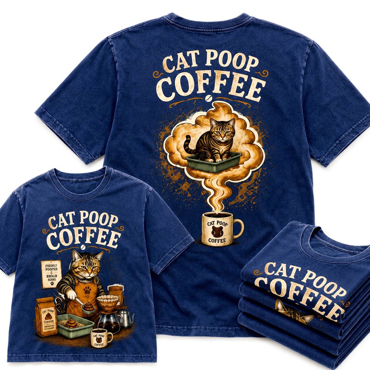 Cat Poop Coffee Funny Cat Lover Tee