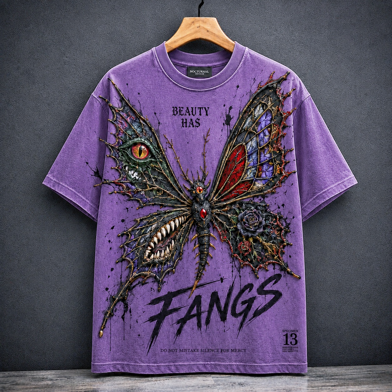 Beauty Has Fangs Gothic Butterfly Tee