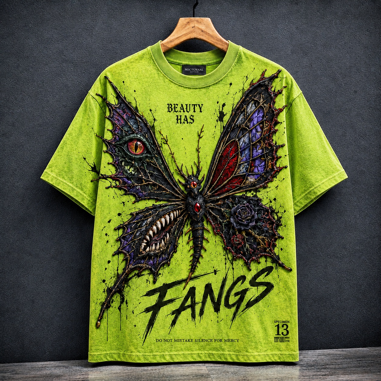 Beauty Has Fangs Gothic Butterfly Tee