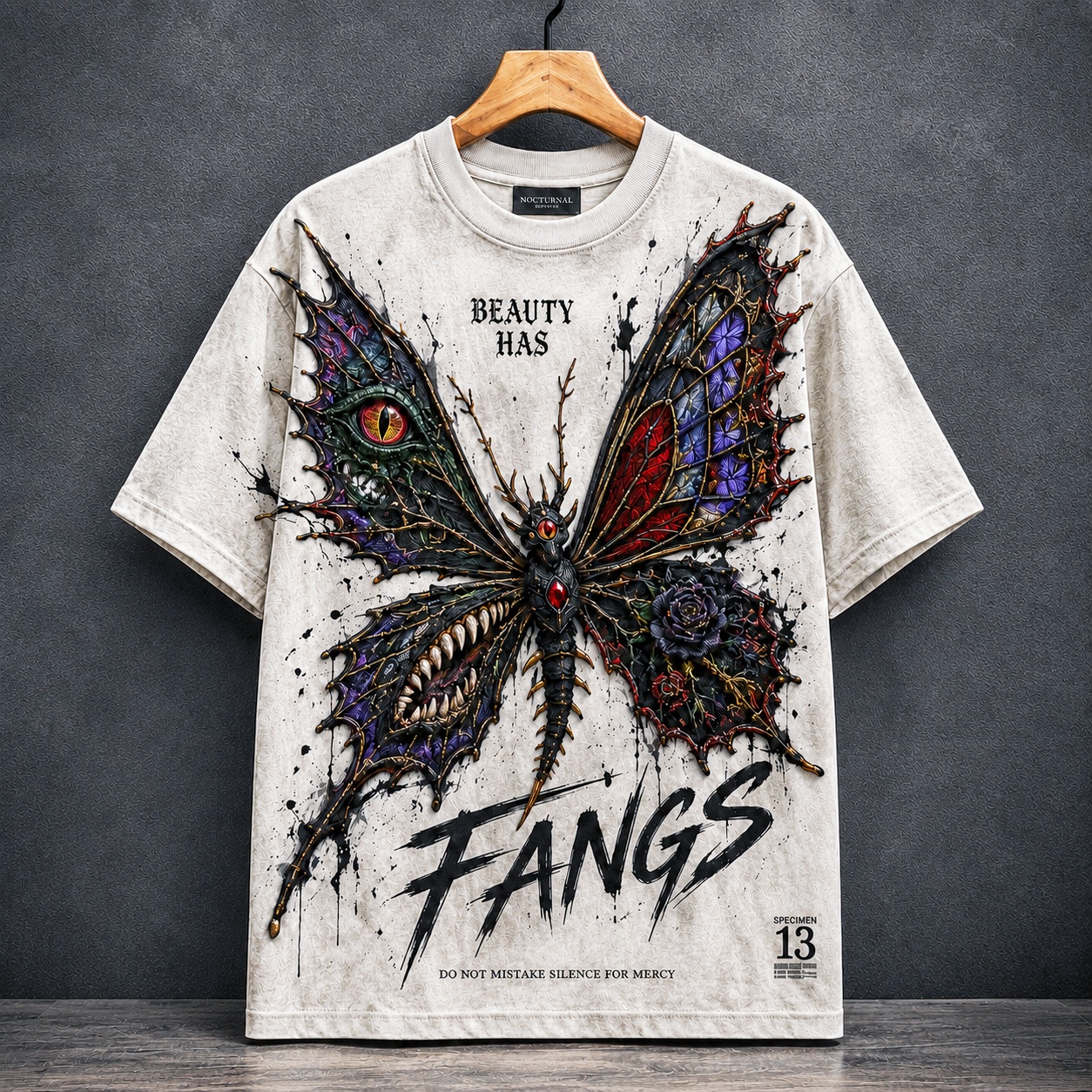 Beauty Has Fangs Gothic Butterfly Tee
