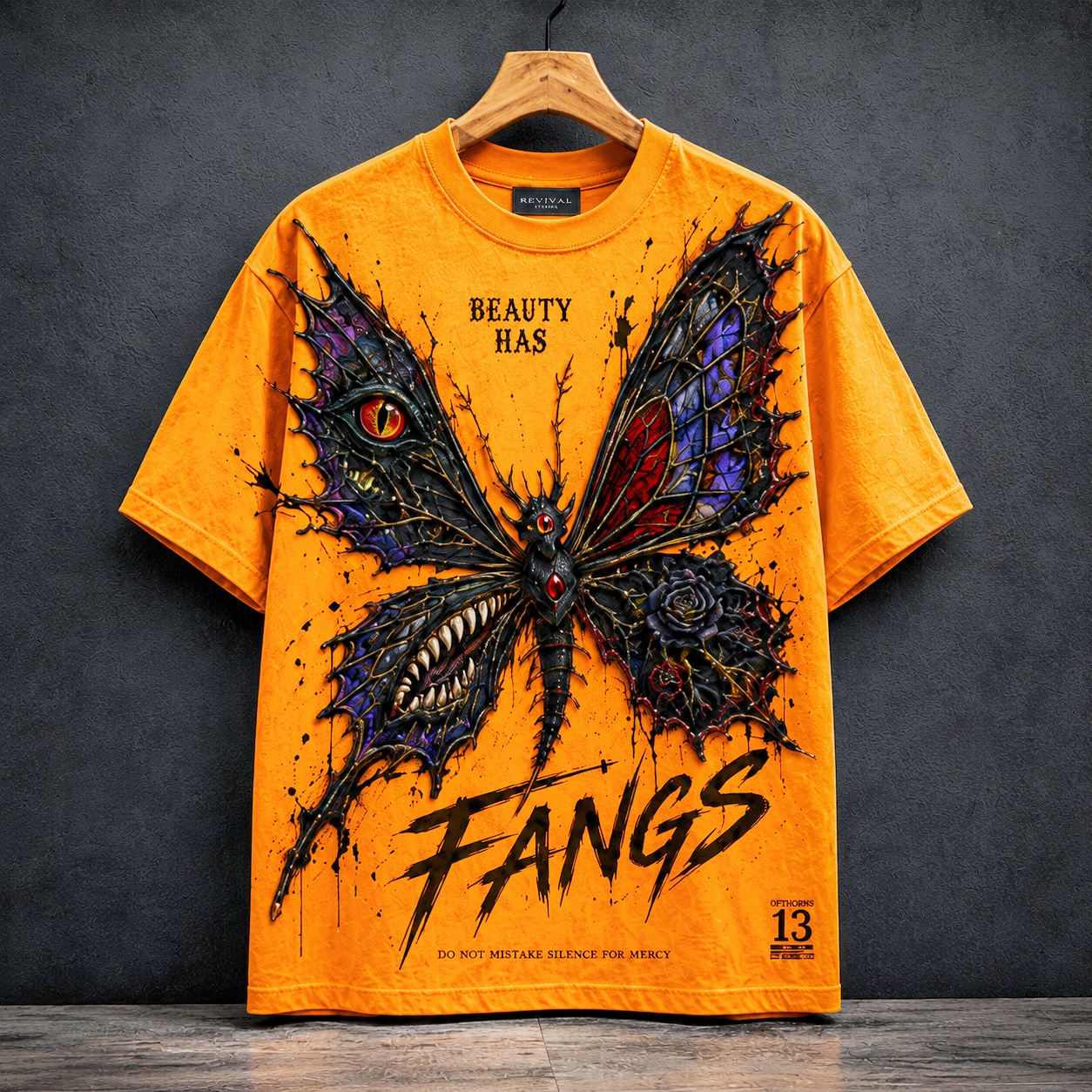Beauty Has Fangs Gothic Butterfly Tee