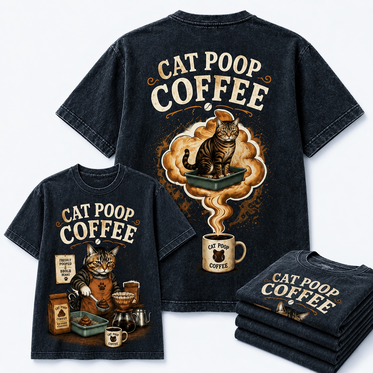Cat Poop Coffee Funny Cat Lover Tee