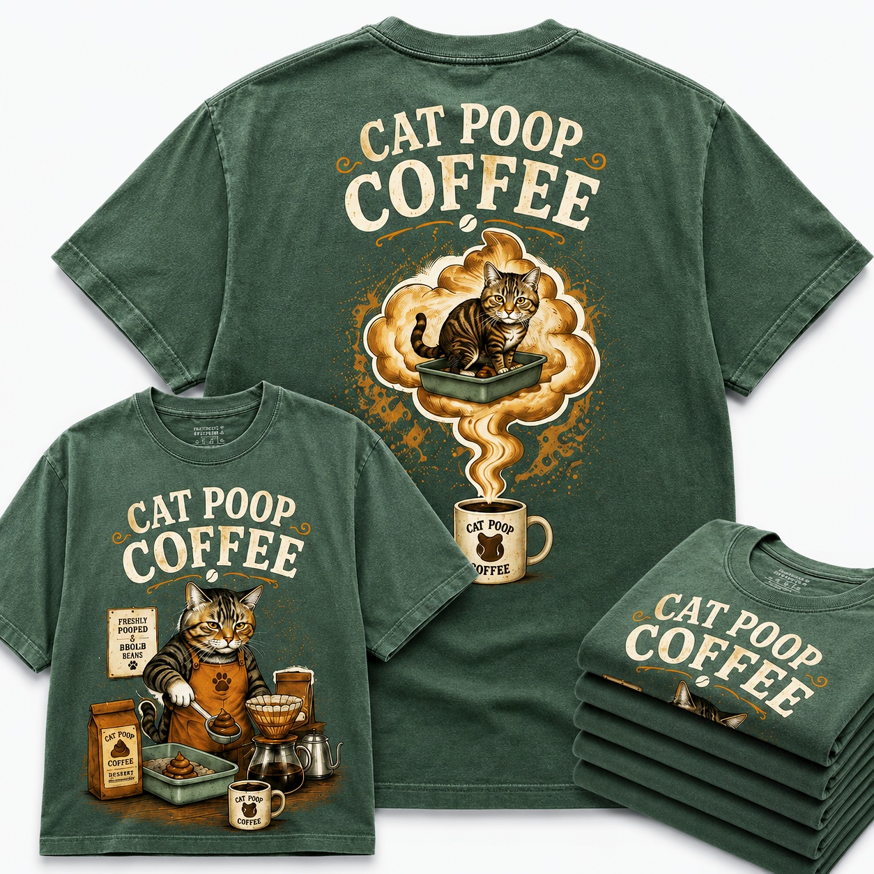Cat Poop Coffee Funny Cat Lover Tee