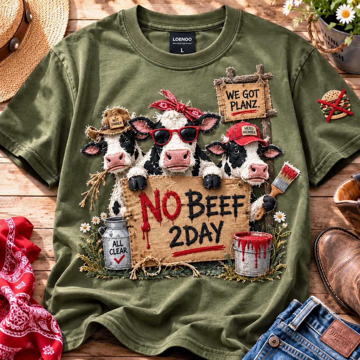 No Beef Today Funny Cow Protest Tee