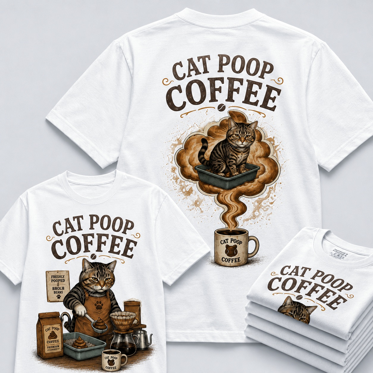 Cat Poop Coffee Funny Cat Lover Tee