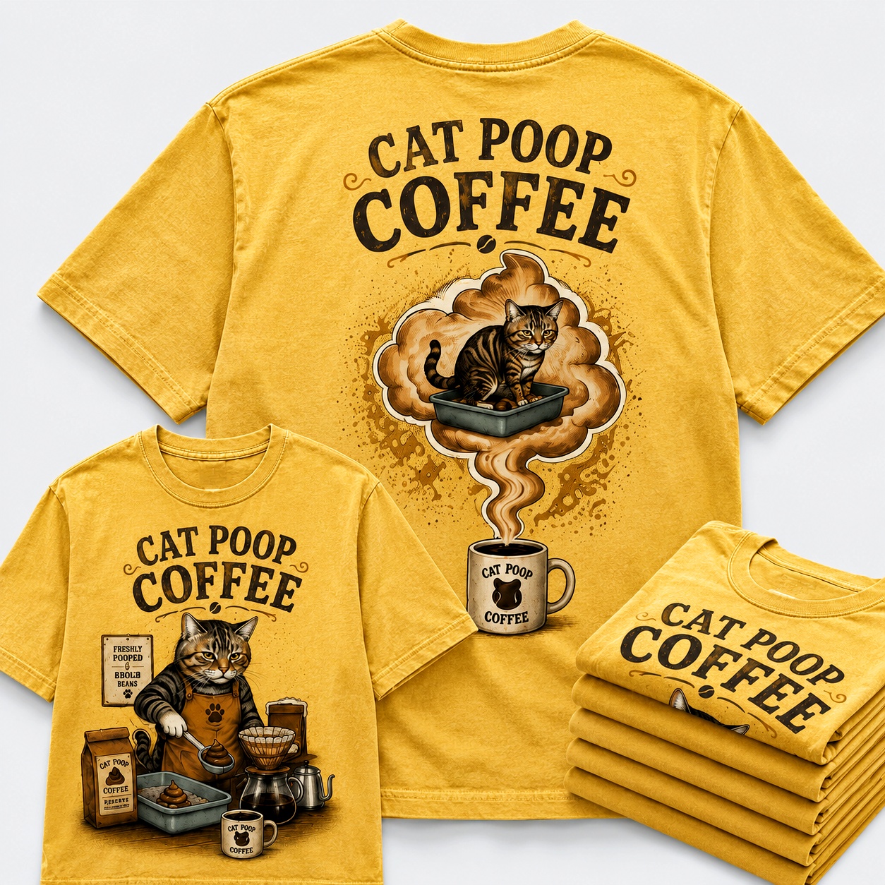 Cat Poop Coffee Funny Cat Lover Tee