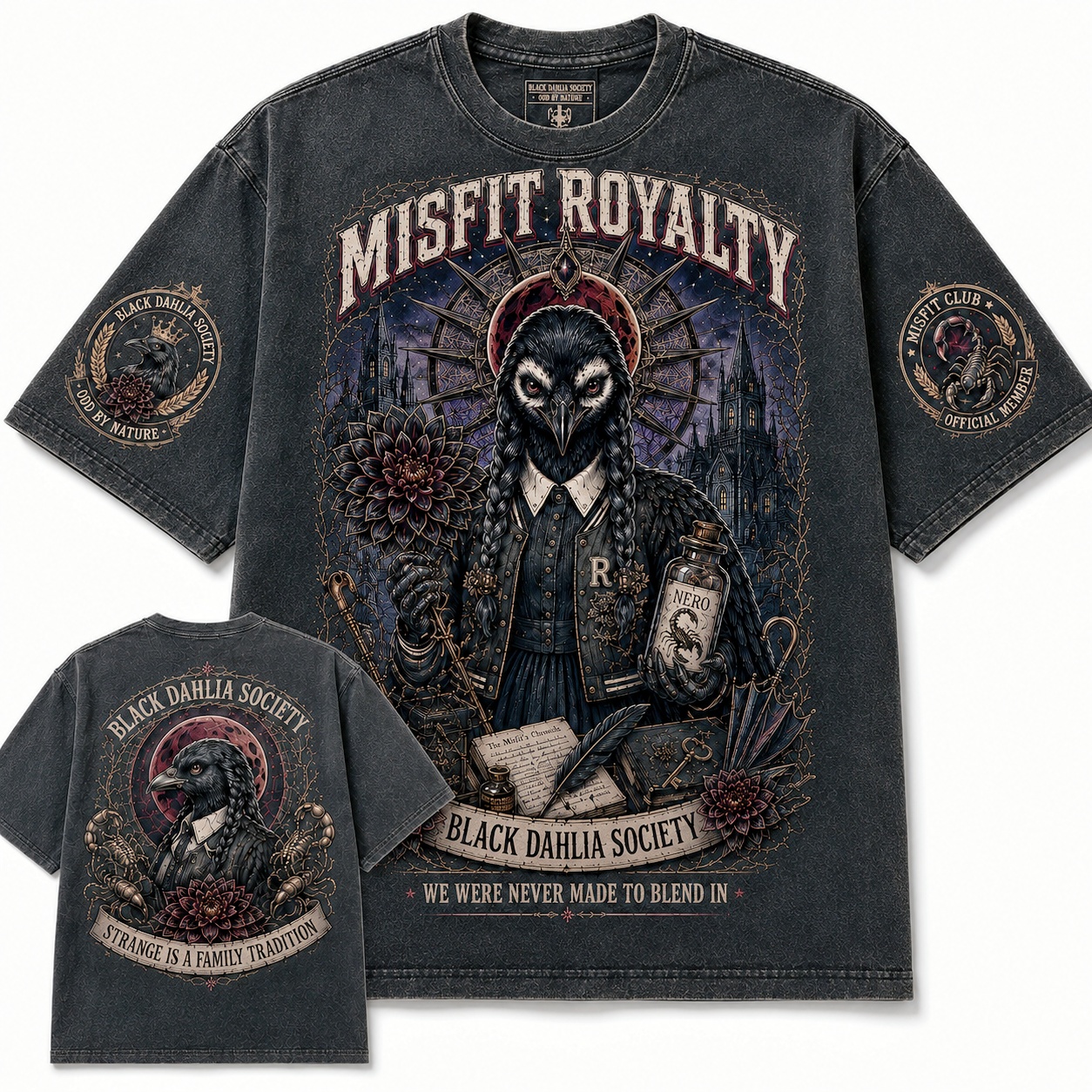 Misfit Royalty Gothic Raven Tee