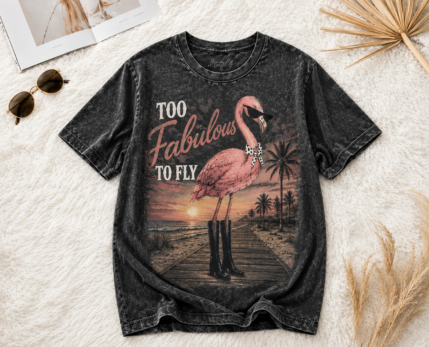 Too Fabulous To Fly – Vintage Flamingo Tee