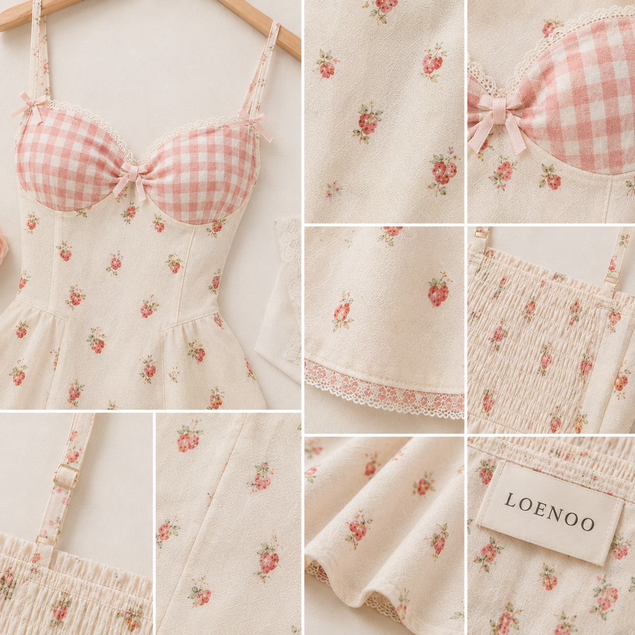 Strawberry Milk Picnic Corset Mini Dress 🍓🥛