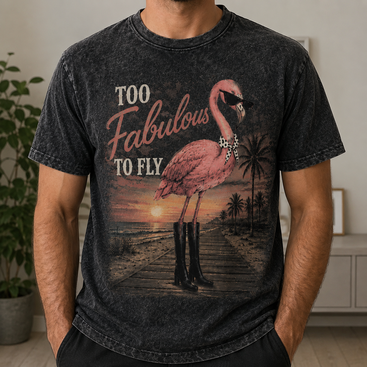 Too Fabulous To Fly – Vintage Flamingo Tee