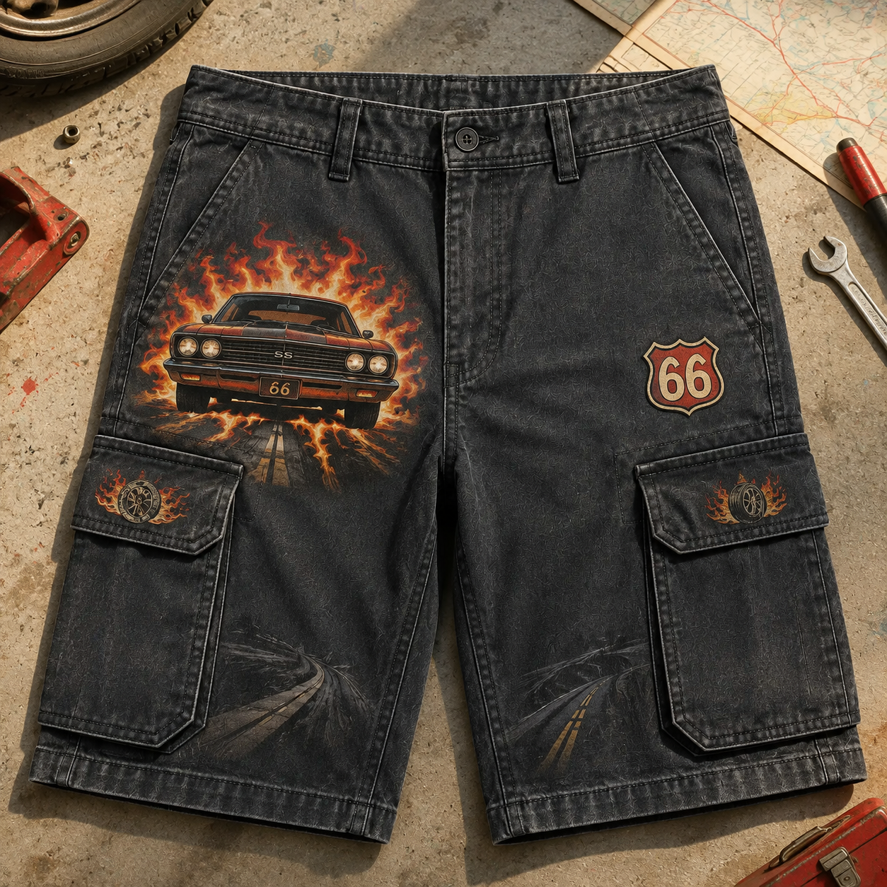 [Copy]The Demon Car Vintage Shorts