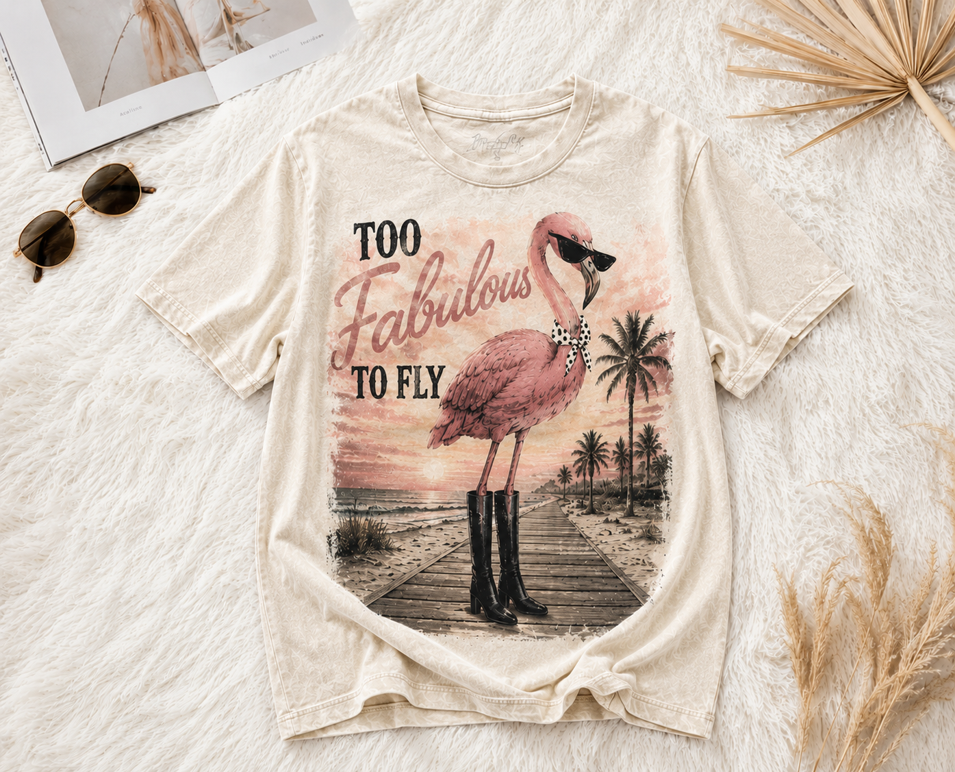 Too Fabulous To Fly – Vintage Flamingo Tee