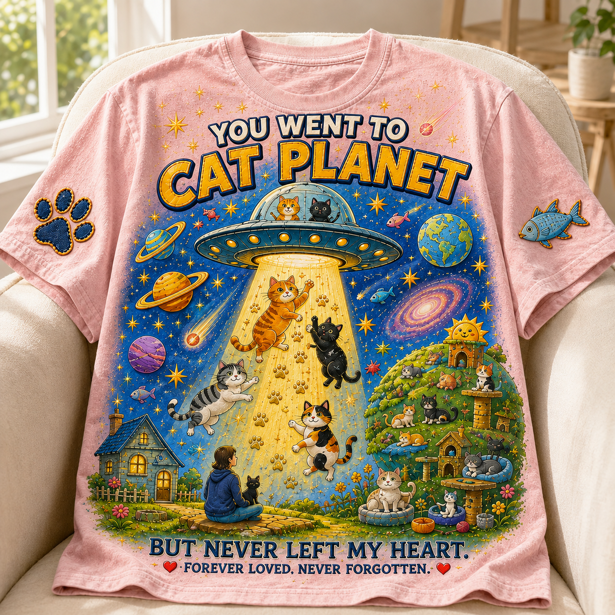 Happy on Cat Planet Tee