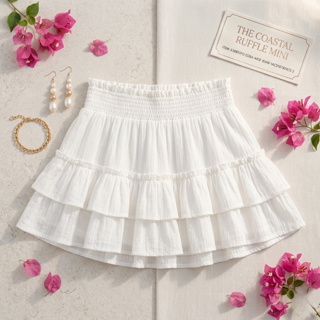 Beaded Knit Halter Top & Tiered Mini Skirt Set