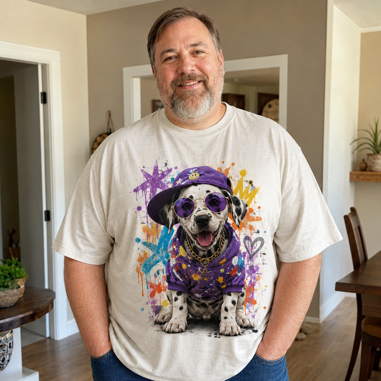 Party Pup Energy – Vintage Splash Dog Tee