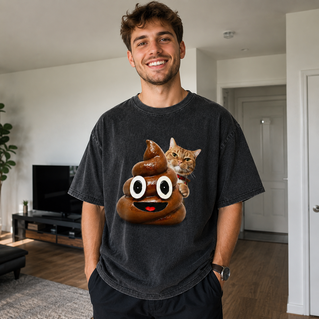 Poop Mood Cat – Funny Meme Cat Tee