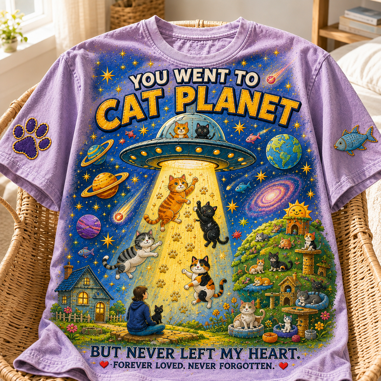 Happy on Cat Planet Tee