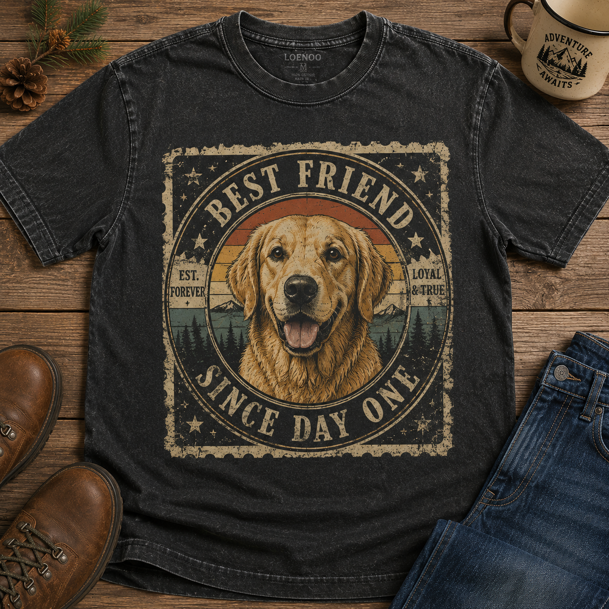My Best Adventure Buddy – Vintage Golden Retriever Tee