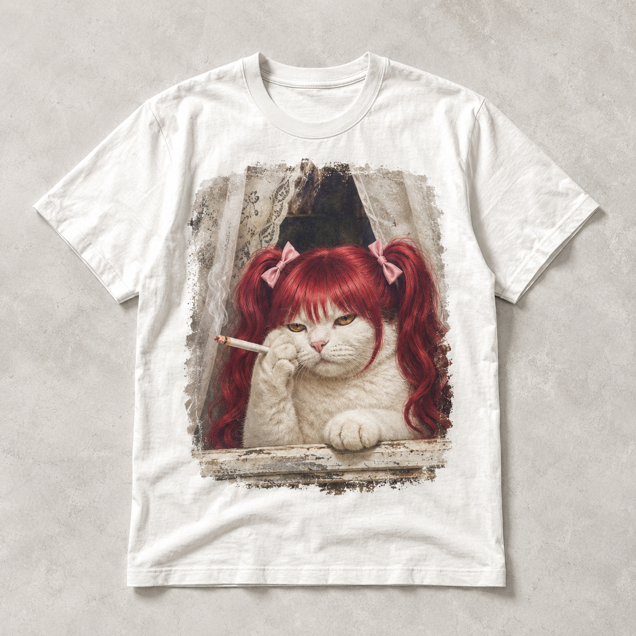 Red Bow Kitty – Vintage Cat Tee