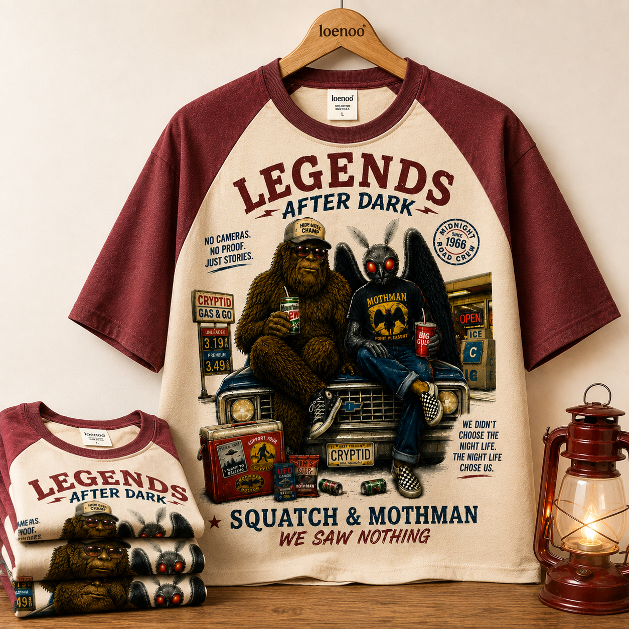 "Legends After Dark" Vintage Cryptid Raglan Tee