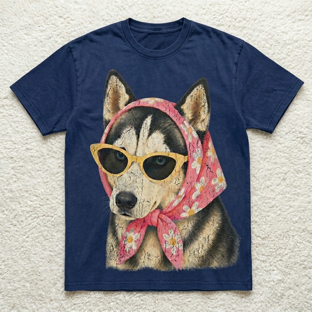 Cool Husky Vibes – Vintage Dog Tee