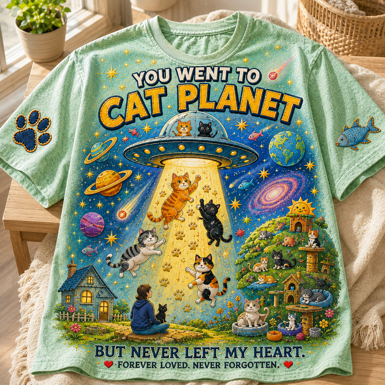 Happy on Cat Planet Tee