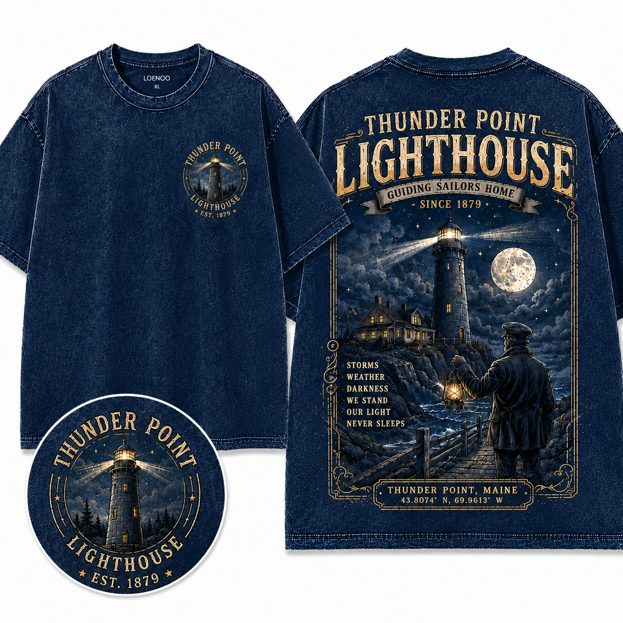 "Thunder Point Lighthouse" Vintage Maritime Graphic Tee