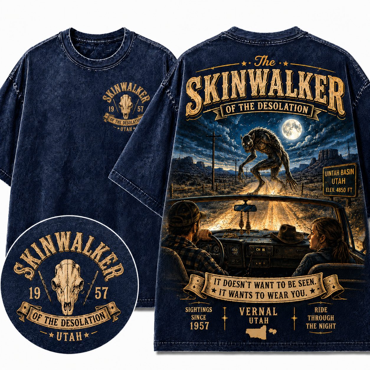"Skinwalker Of The Desolation" Vintage Utah Cryptid Graphic Tee