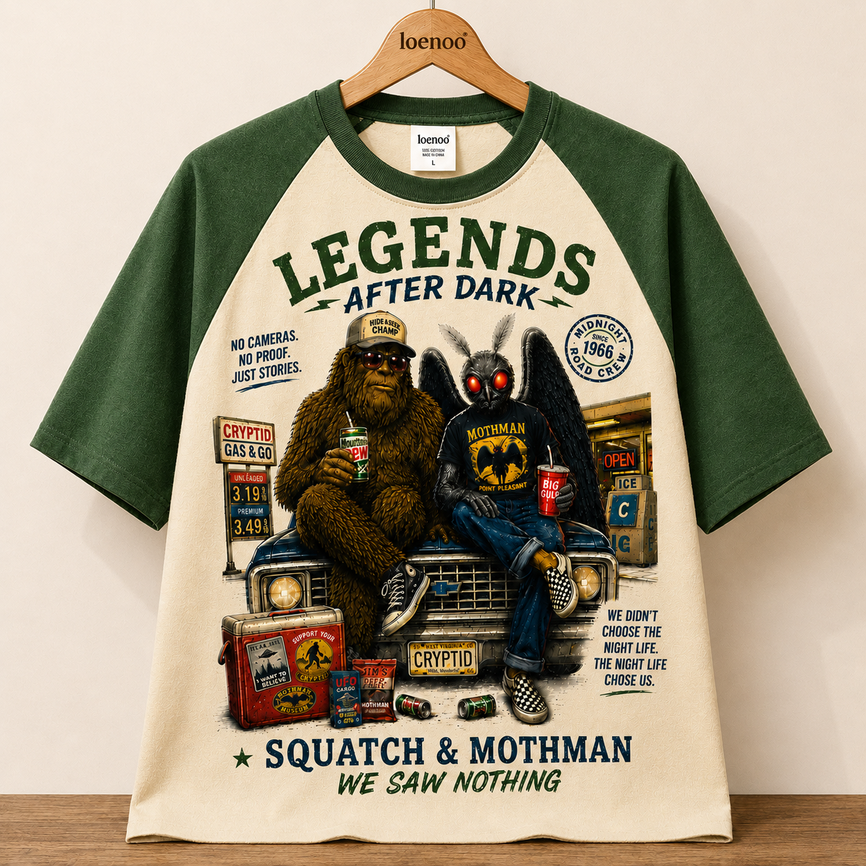 "Legends After Dark" Vintage Cryptid Raglan Tee