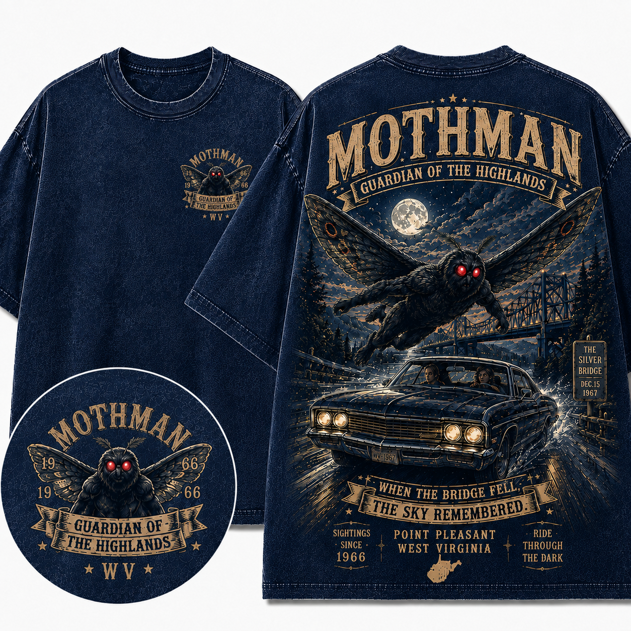 "Mothman 1966" Vintage Point Pleasant Cryptid Graphic Tee