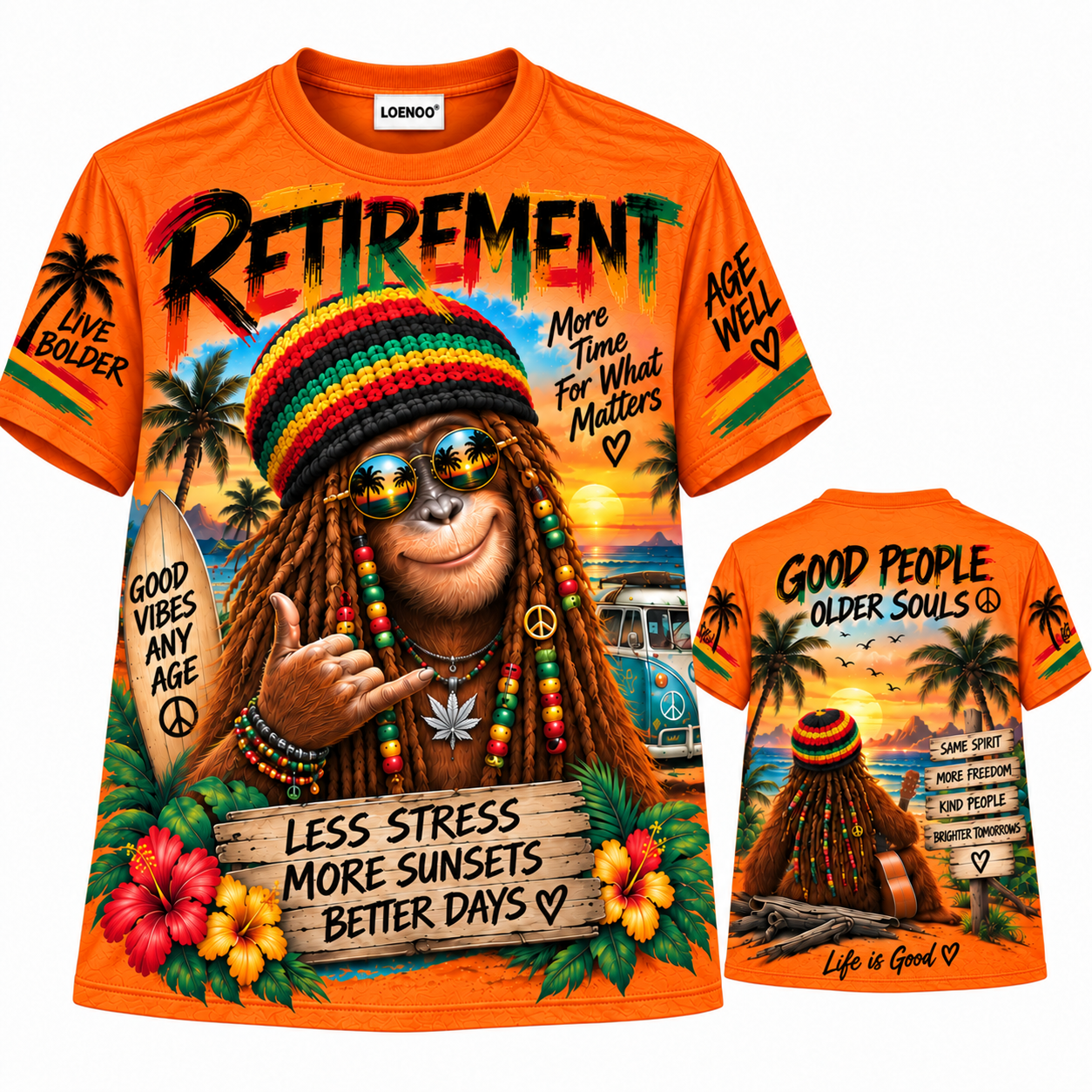 Vintage Retirement Good Vibes Sunset T-Shirt