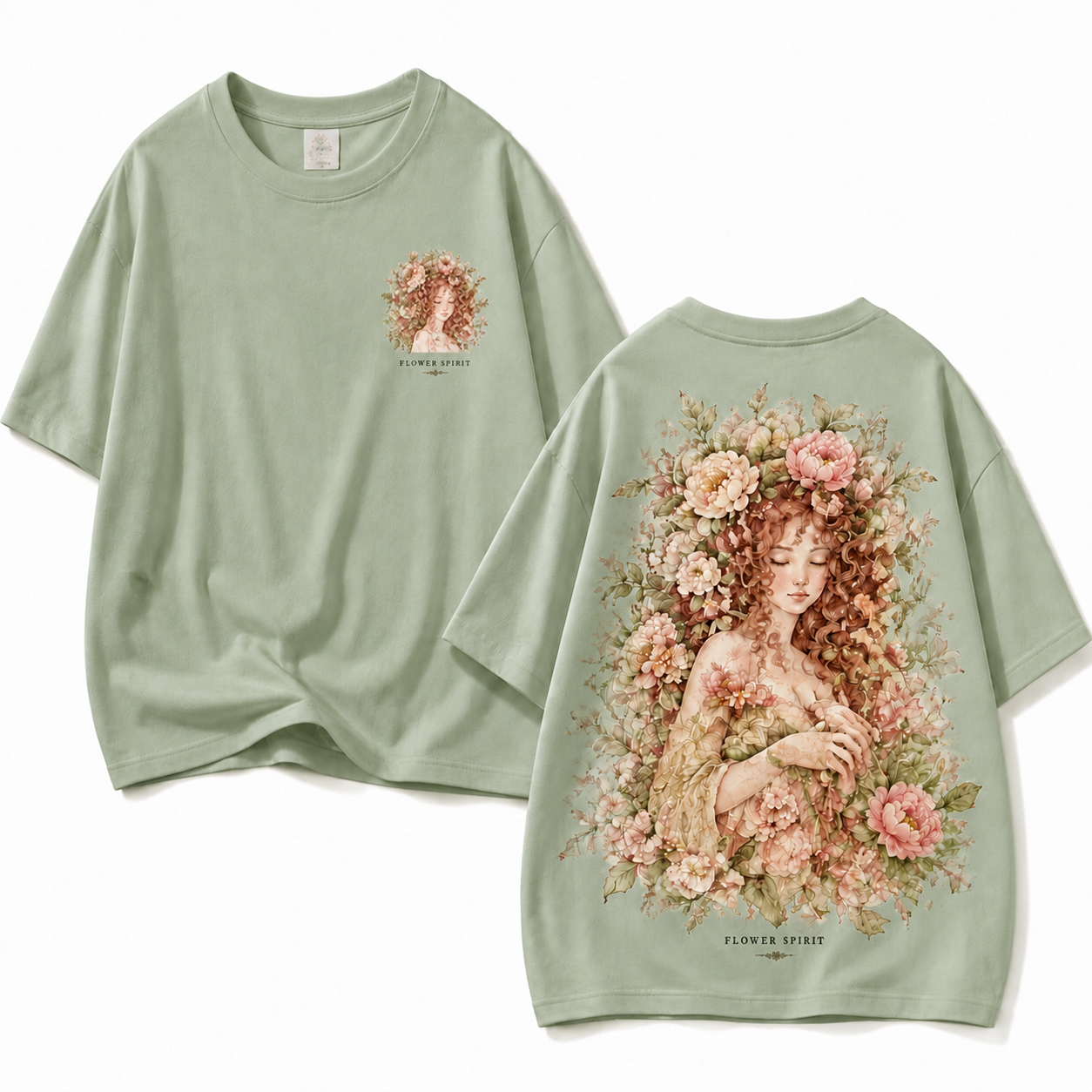 "Flower Spirit" Vintage Botanical Peony Graphic Tee