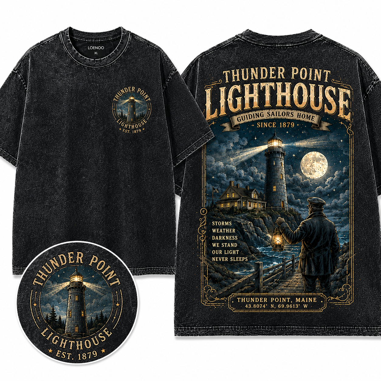 "Thunder Point Lighthouse" Vintage Maritime Graphic Tee