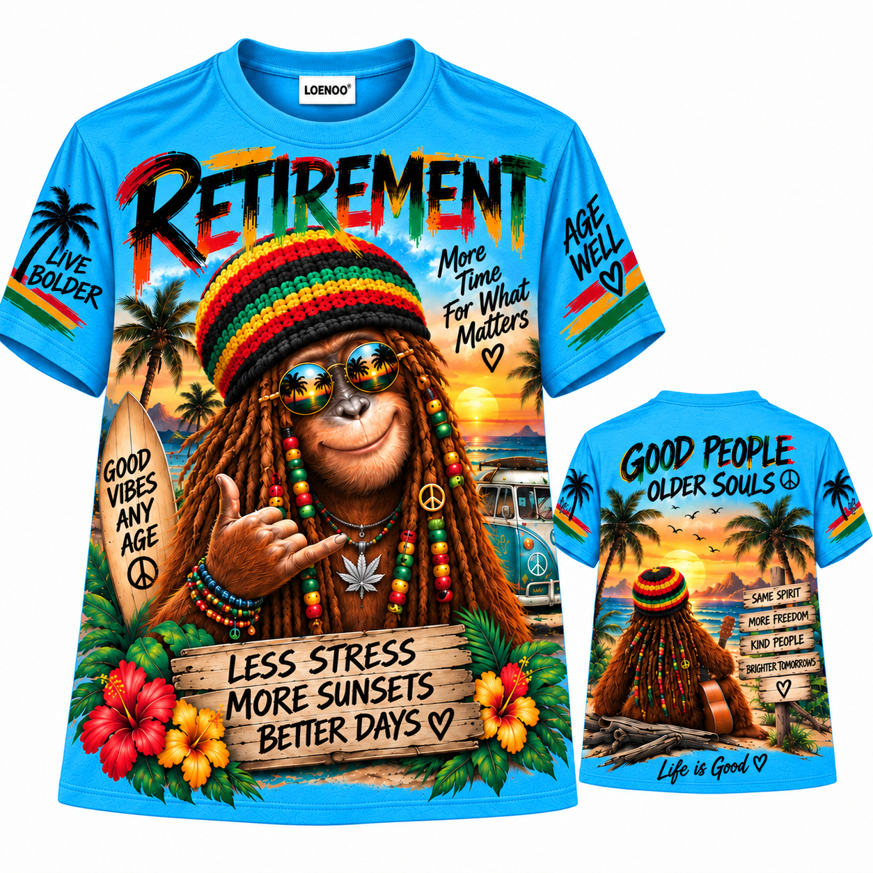 Vintage Retirement Good Vibes Sunset T-Shirt