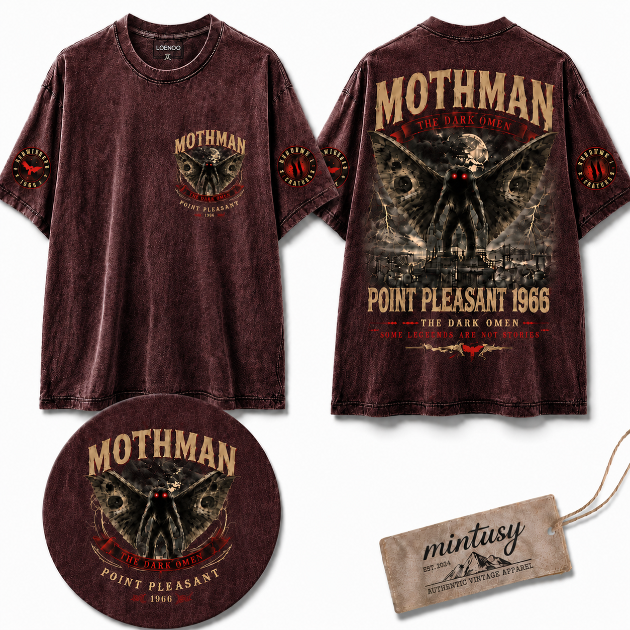 "Mothman Point Pleasant 1966" Vintage Cryptid Graphic Tee