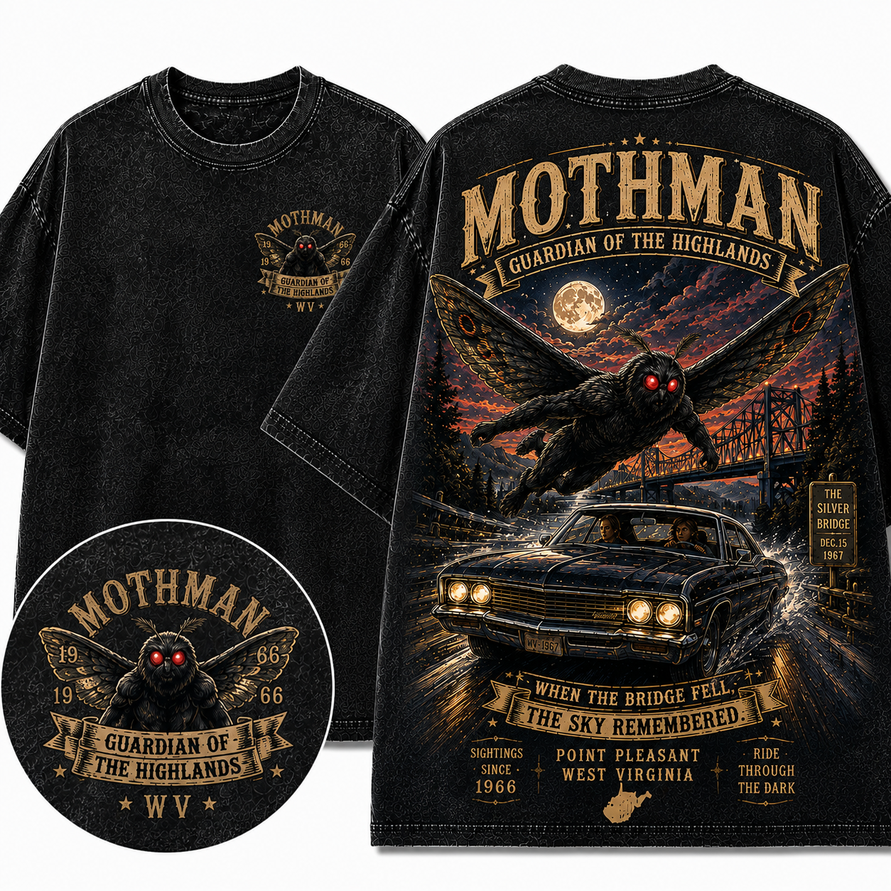 "Mothman 1966" Vintage Point Pleasant Cryptid Graphic Tee