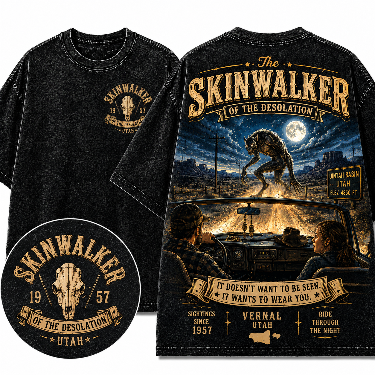 "Skinwalker Of The Desolation" Vintage Utah Cryptid Graphic Tee
