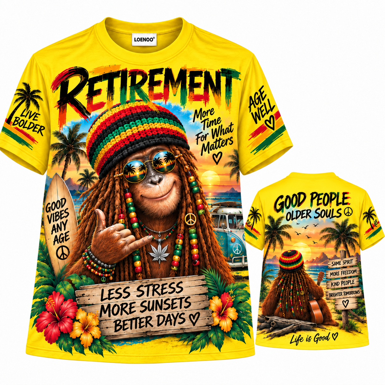 Vintage Retirement Good Vibes Sunset T-Shirt