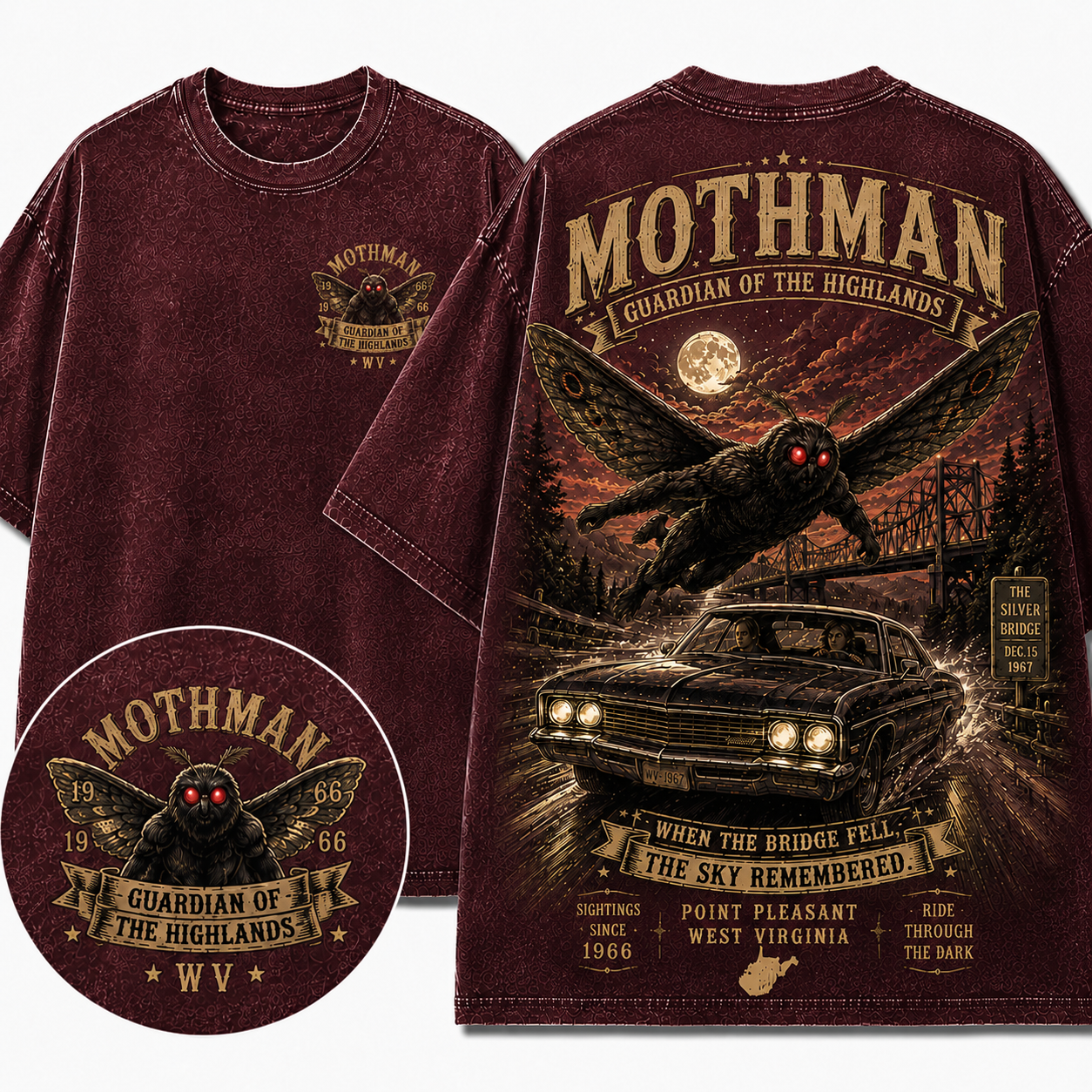 "Mothman 1966" Vintage Point Pleasant Cryptid Graphic Tee