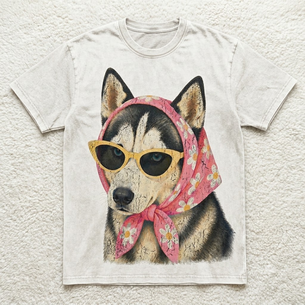 Cool Husky Vibes – Vintage Dog Tee