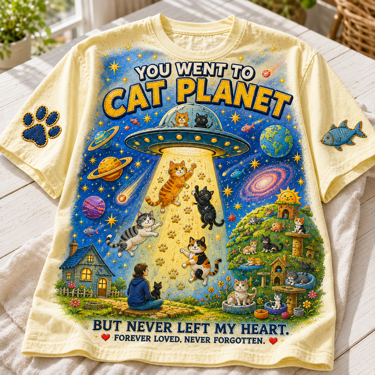 Happy on Cat Planet Tee