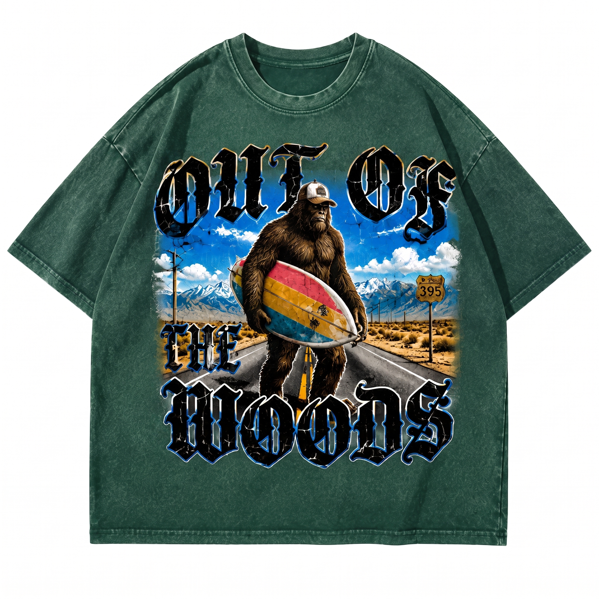 "Out Of The Woods" Vintage Bigfoot Surfer Graphic Tee
