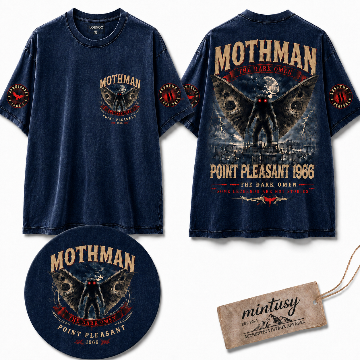 "Mothman Point Pleasant 1966" Vintage Cryptid Graphic Tee
